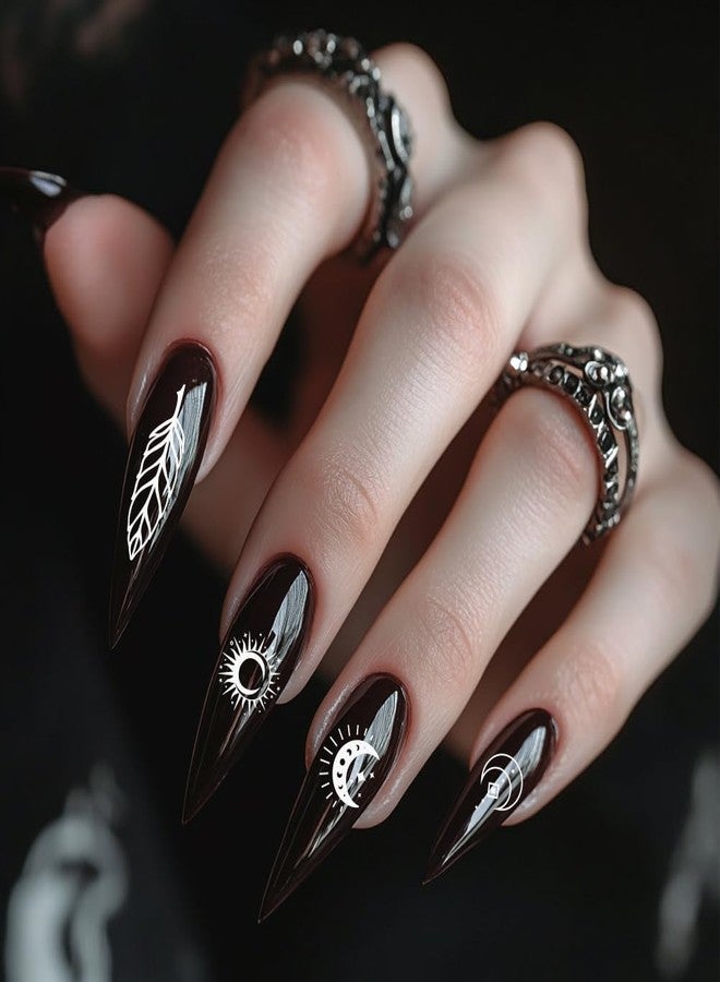 PH PandaHall 3pcs Moon Stars Pattern Nail Stamp Plate Cute Cat Shape Print Art Template Stainless Steel Nail Image Plate Sun Pattern Nails Art Stencils for Women DIY Printing 4.7x2.3 inch - Image 5