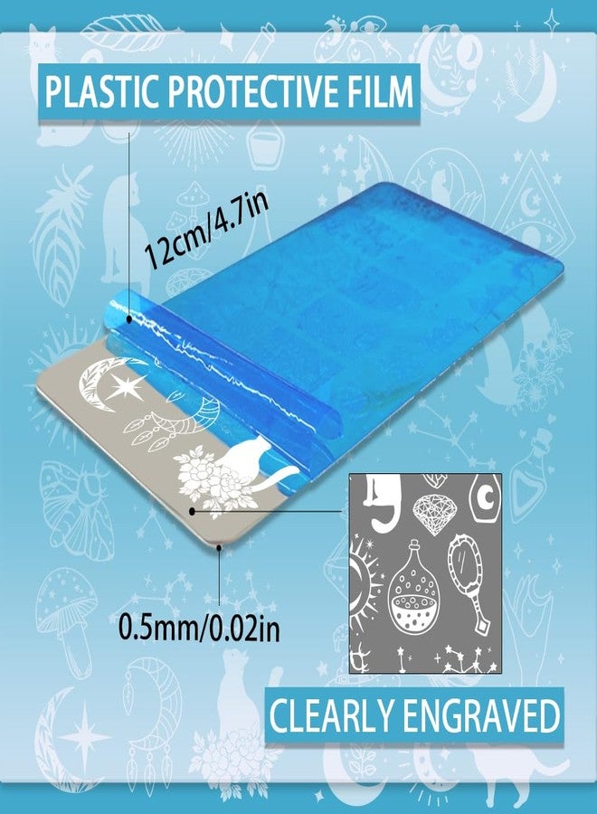 PH PandaHall 3pcs Moon Stars Pattern Nail Stamp Plate Cute Cat Shape Print Art Template Stainless Steel Nail Image Plate Sun Pattern Nails Art Stencils for Women DIY Printing 4.7x2.3 inch - Image 2