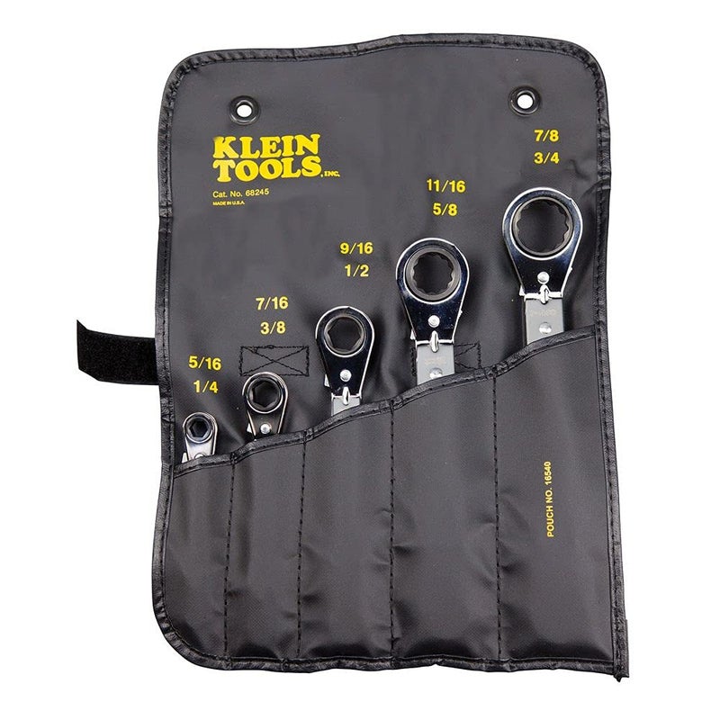 Klein Tools 68245 Reversible Ratcheting Box Wrench Set Made in USA 5Piece Black - Image 5