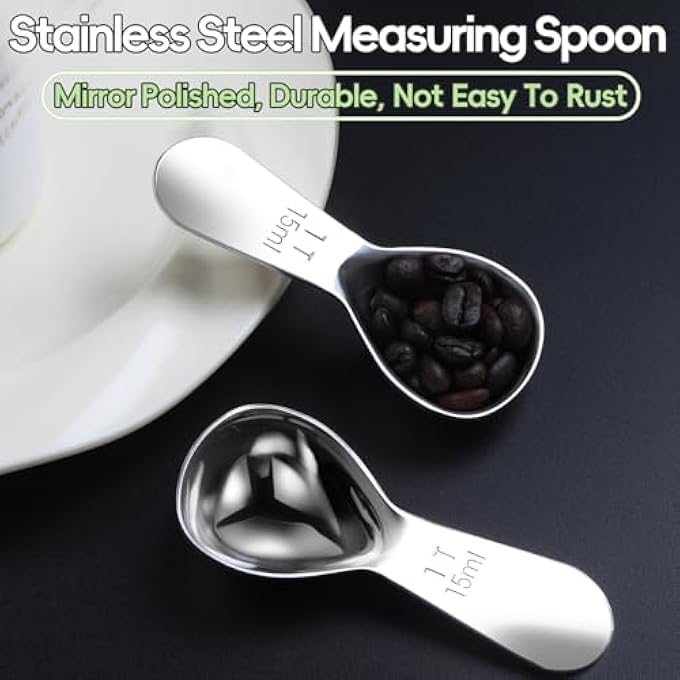 ريحني مجموعة ملعقة قهوةملعقة طعام قياس 15 مل قطعة من تصميم الطلاء المقاوم للصدأ مصنوعة من خلافة القهوة المطحونة تتناسب داخل عبوات Airscape 1 ملعقة كبيرة 15 مل*2 - Image 5