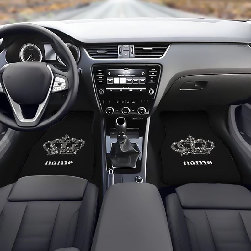 4pcs Customizable Car Floor Mats with Crown Pattern for Cars Trucks SUVs - Image 5