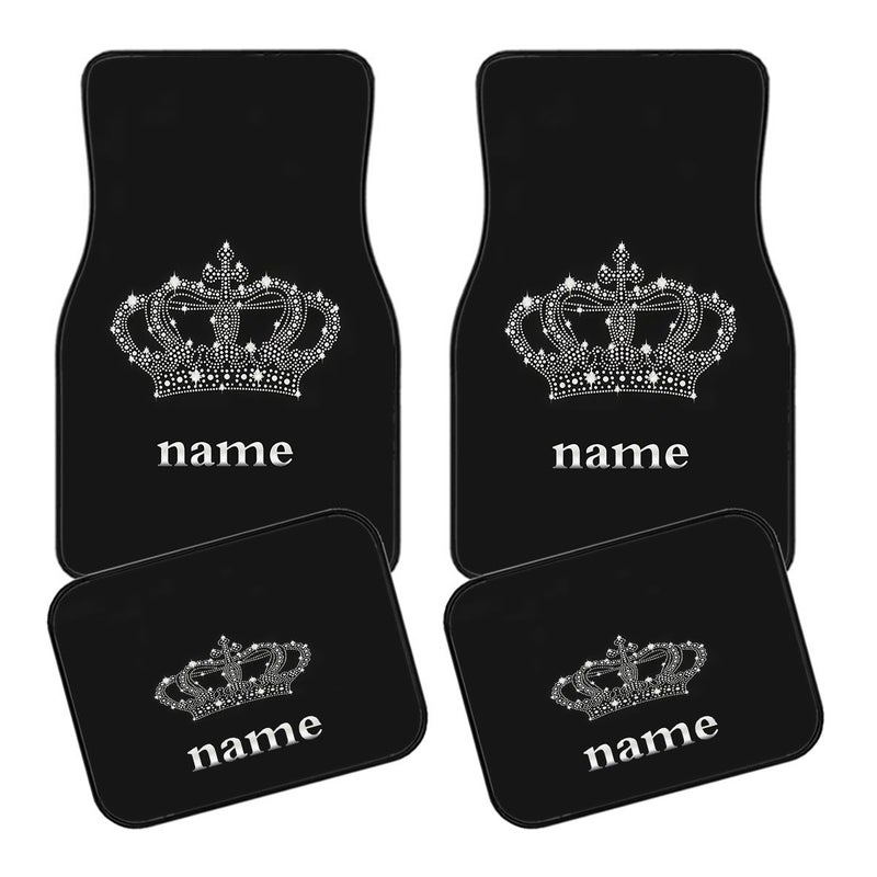 4pcs Customizable Car Floor Mats with Crown Pattern for Cars Trucks SUVs - Image 1