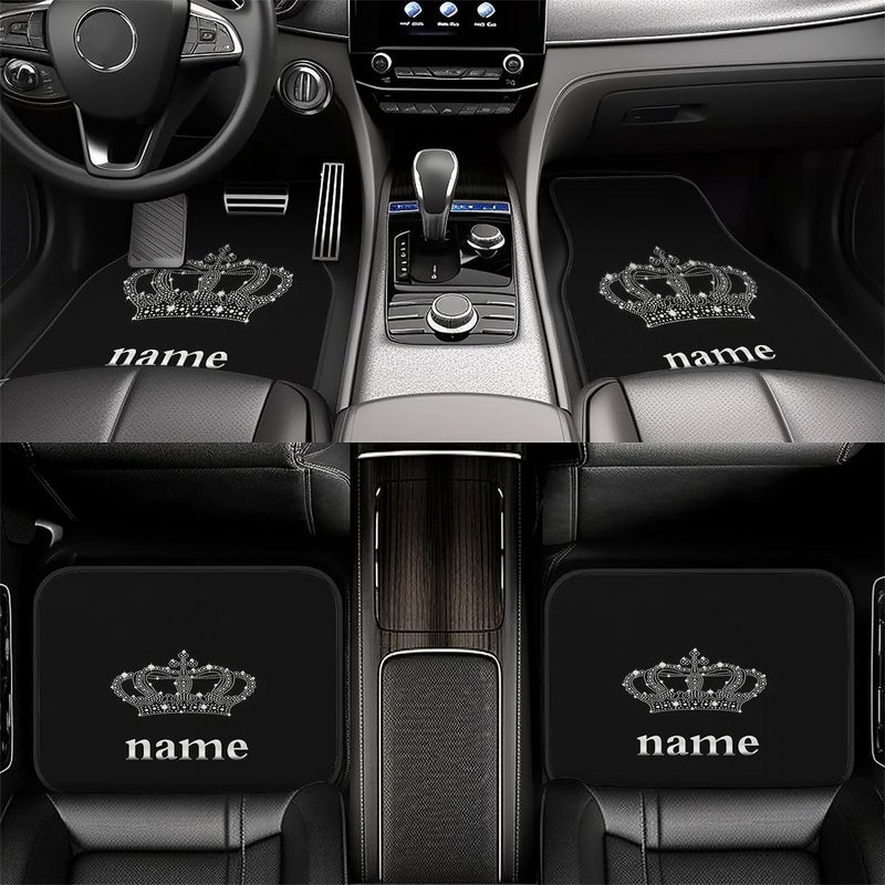 4pcs Customizable Car Floor Mats with Crown Pattern for Cars Trucks SUVs - Image 2