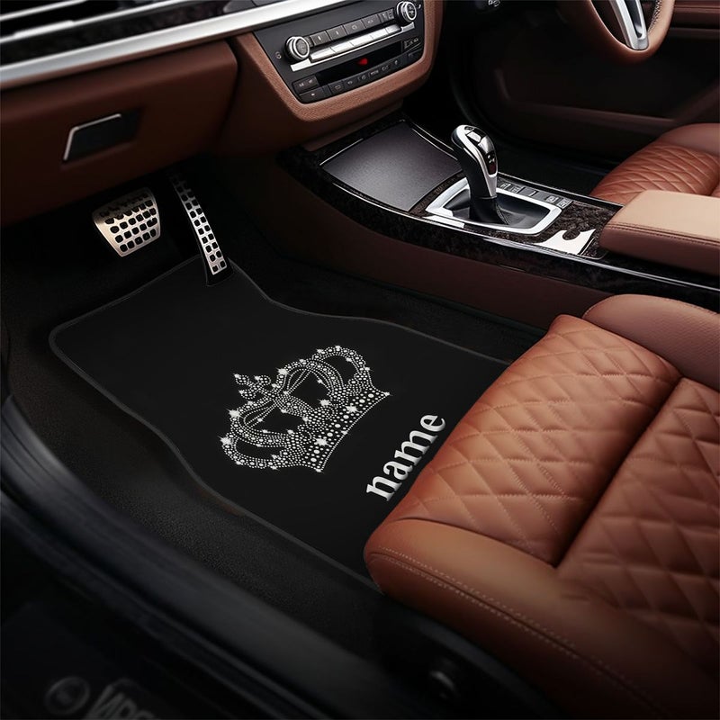 4pcs Customizable Car Floor Mats with Crown Pattern for Cars Trucks SUVs - Image 4