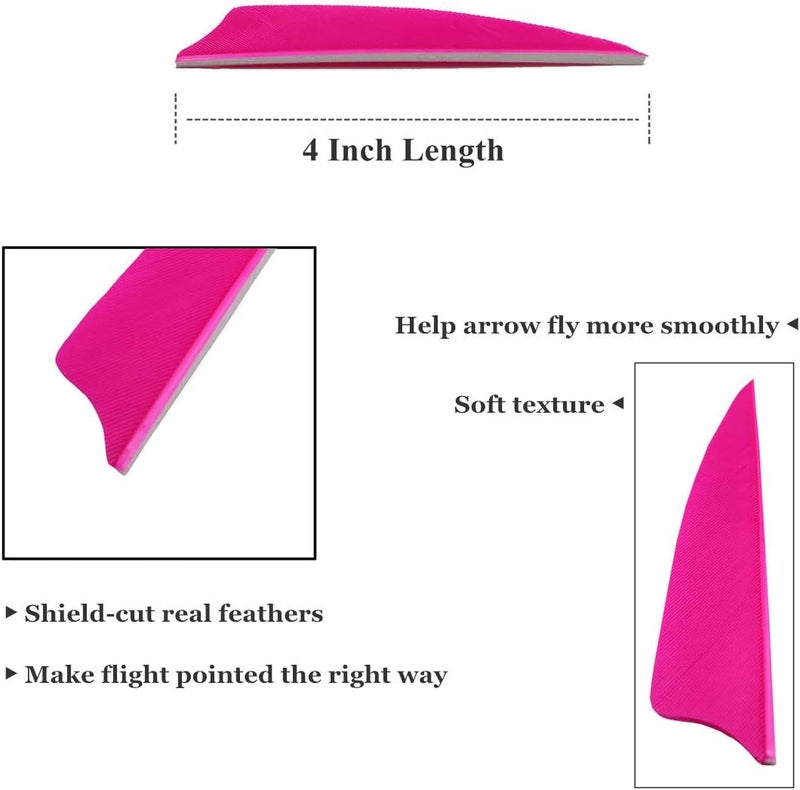 Letszhu Archery Arrows Feather Fletching 4 Inch Real Turkey Vanes for Hunting Target Shooting (25 Pack) - Image 2