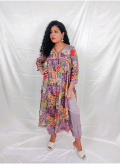 PRIYA’S PANACHE PRIYA'S PANACHE Chinon Fabric Alia Cut Floral Print Flared Kurta Pant Dupatta Set - Designer Traditional Ethnic Partywear for Women  - Image 4