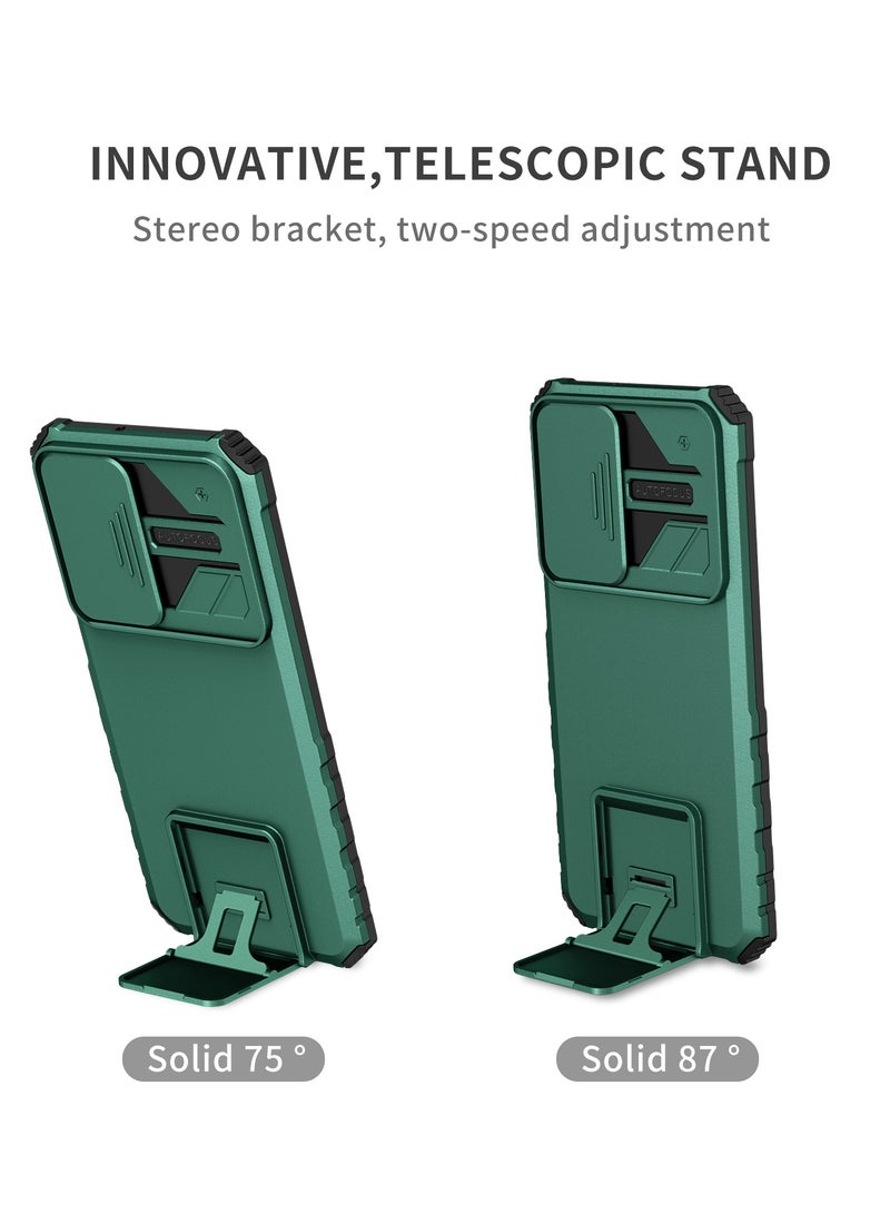 Case Cover For Samsung-Galaxy -A23 4G/5G / M23 4G Green Mobile Phone, Innovative Telescopic Bracket, Sliding Protection Camera Window, Bumper Shockproof Phone Back Cover  - Image 2