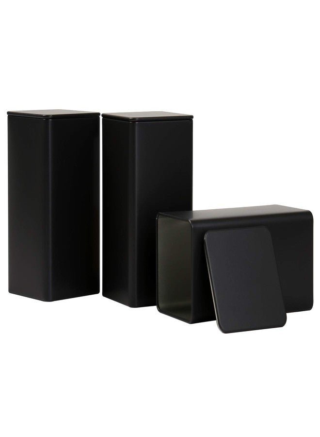 Tianhui Square Tin Can Empty Cube Steel Box Storage Container kit 65mm Series for Treats, Gifts, Favors, Loose Tea, Coffee and Crafts, Black, 3L - Image 1
