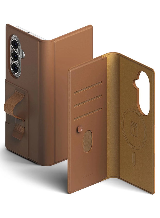Ringke Folio Wallet Magnetic for Samsung Galaxy Z Fold 7 Case, Detachable Wallet Premium Leather Phone Cover for Magsafe Case - Brown