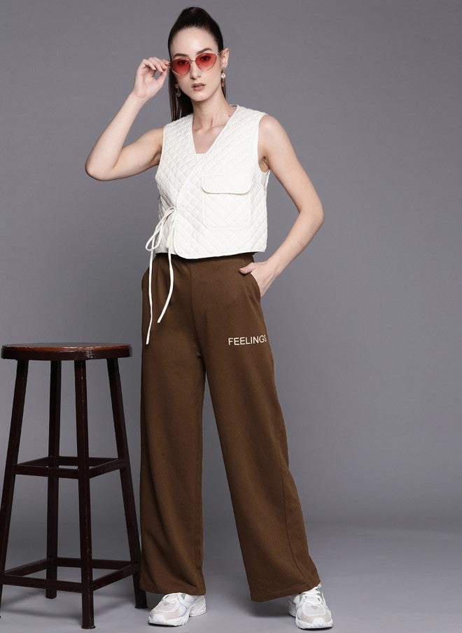 SASSAFRAS Brown Track Pants for Women - Image 4