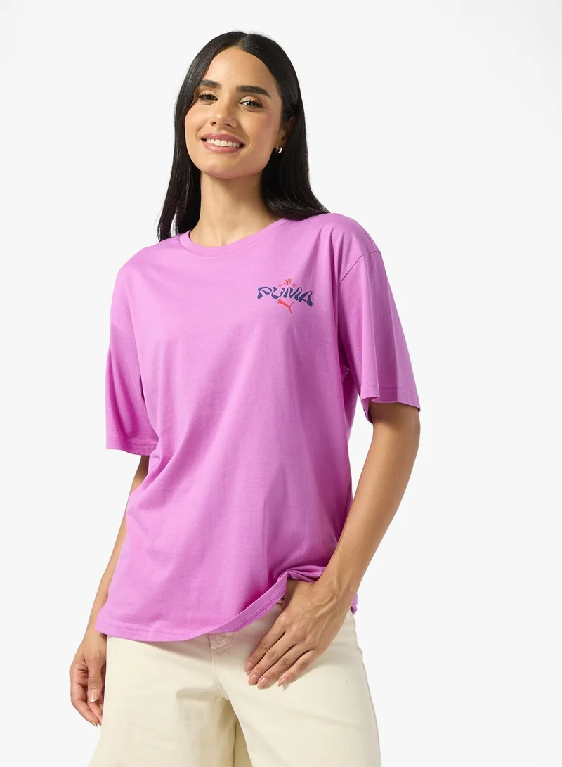 بوما تيشيرت برسومات أساسي بخامة مريحة وطبعة زهور