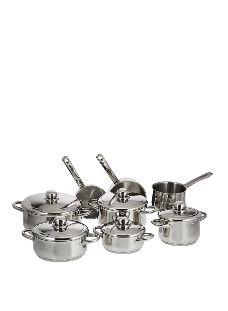 fagor مجموعة أواني الطهي من فاجور 13 قطعة من الفولاذ المقاوم للصدأ مع مقبض من الفولاذ المقاوم للصدأ 978010194 بات فضي 13 قطعة - Image 1