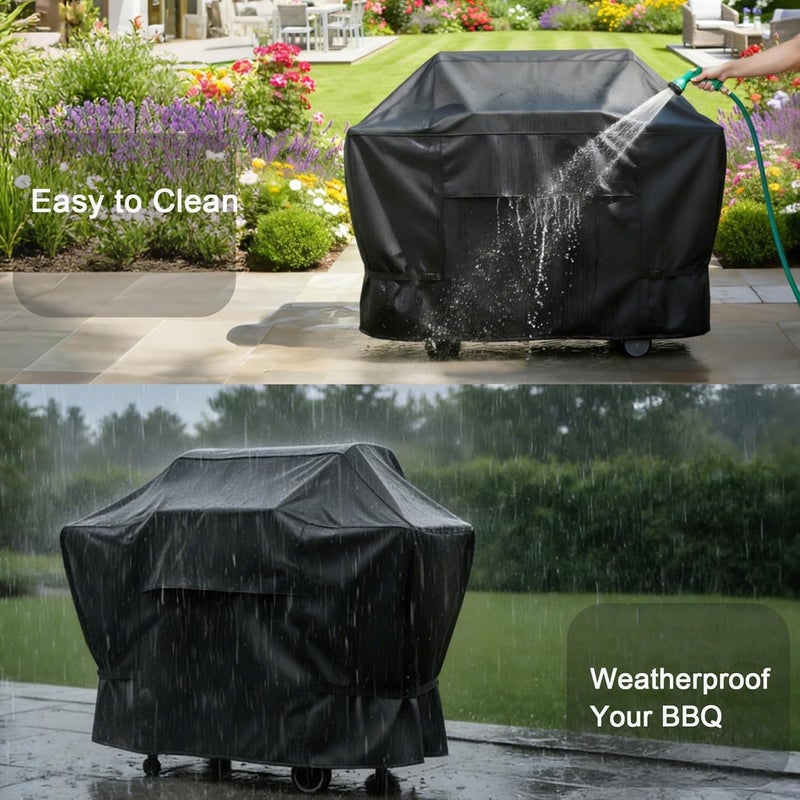 NettyPro غطاء شواية ، مقاس 72 بوصة، مقاوم للماء، عالي الجودة، مناسب لأجهزة Weber، Char-Broil، Brinkmann، Jenn Air، Nexgrill ذات 3-5 مواقد، بلون أسود. - Image 3