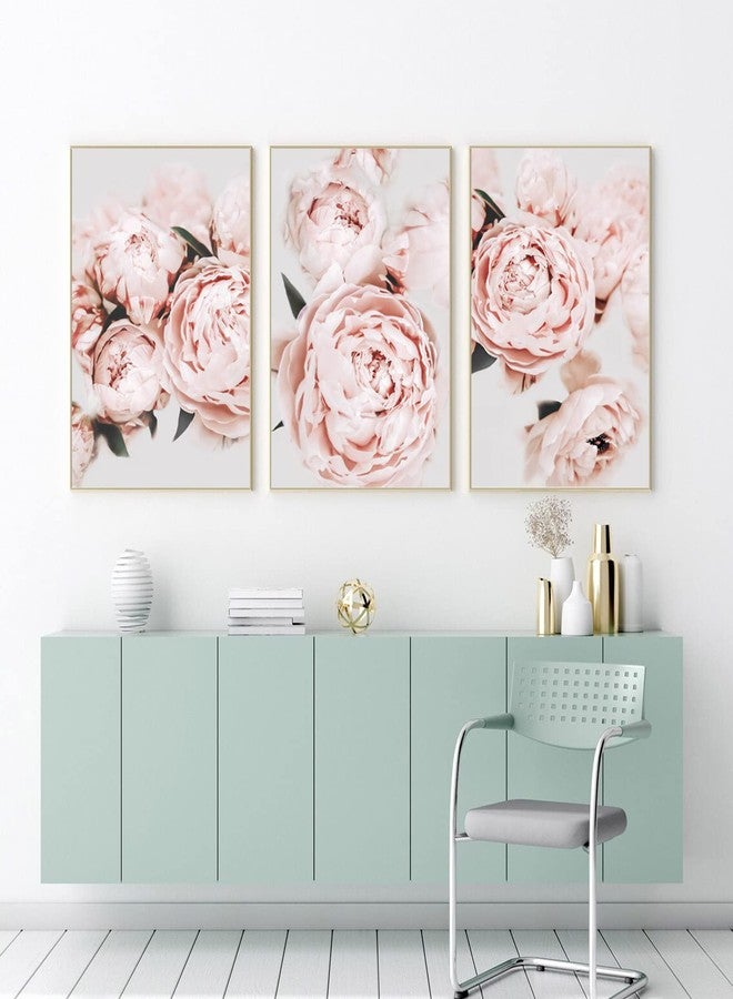 Pennclys Peony Wall Art Pink Flower Canvas Wall Art Prints Peonies Wall Art Abstract Flower Pictures Wall Decor Peony Painting Flower Poster for Living Room Bedroom 16x24 Inch (set of 3) Unframed - Image 5