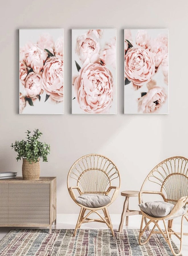 Pennclys Peony Wall Art Pink Flower Canvas Wall Art Prints Peonies Wall Art Abstract Flower Pictures Wall Decor Peony Painting Flower Poster for Living Room Bedroom 16x24 Inch (set of 3) Unframed - Image 4