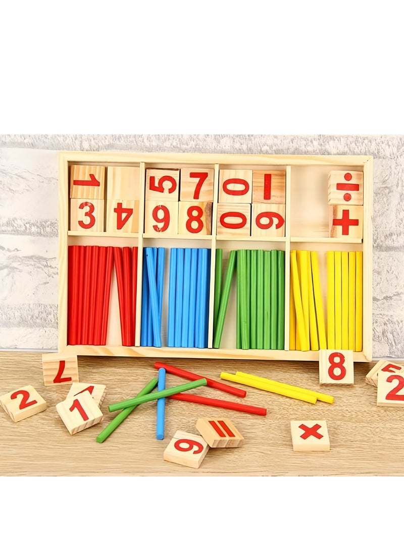 Beauenty Counting Sticks Montessori Toys Math Educational Toy, Wooden Intelligence Sticks Number Cards and Counting Rods with Box ,Educational Mathematical Counting Sticks Box, Rods for 3+ Year Old  - Image 3
