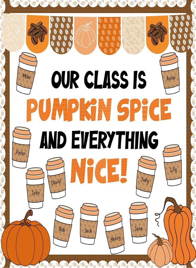 ojustbeok Thanksgiving Bulletin Board Decorations Fall Coffee Bulletin Board Set Autumn Classroom Wall Decor Pumpkin Paper Cutout Autumn Classroom Decoration Fall Paper Cutting Decor School Supply - Image 1