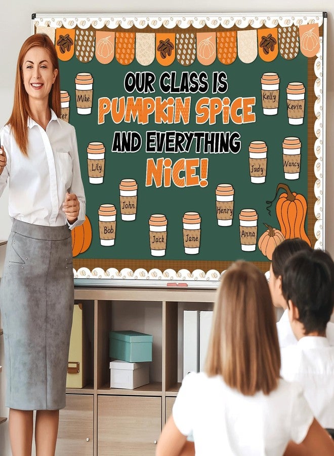 ojustbeok Thanksgiving Bulletin Board Decorations Fall Coffee Bulletin Board Set Autumn Classroom Wall Decor Pumpkin Paper Cutout Autumn Classroom Decoration Fall Paper Cutting Decor School Supply - Image 5