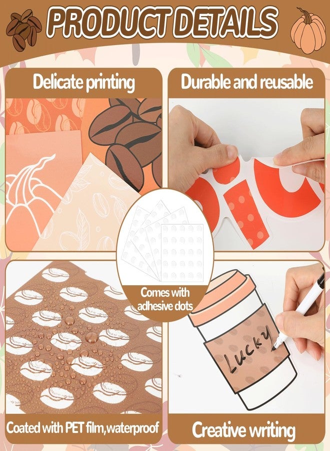 ojustbeok Thanksgiving Bulletin Board Decorations Fall Coffee Bulletin Board Set Autumn Classroom Wall Decor Pumpkin Paper Cutout Autumn Classroom Decoration Fall Paper Cutting Decor School Supply - Image 3