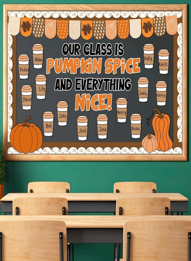 ojustbeok Thanksgiving Bulletin Board Decorations Fall Coffee Bulletin Board Set Autumn Classroom Wall Decor Pumpkin Paper Cutout Autumn Classroom Decoration Fall Paper Cutting Decor School Supply - Image 4
