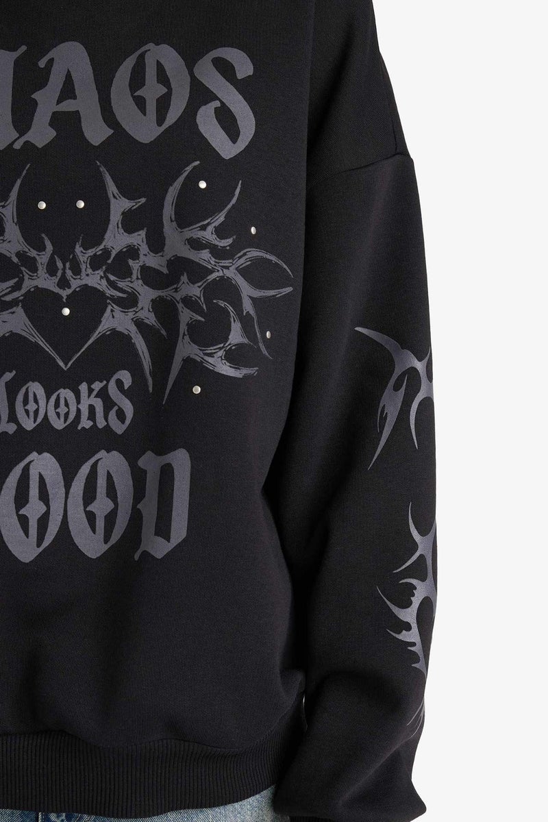 DeFacto Oversize Fit Printed Sweatshirt - Image 4