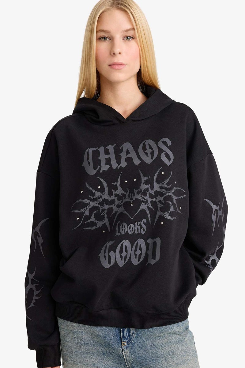 DeFacto Oversize Fit Printed Sweatshirt - Image 1