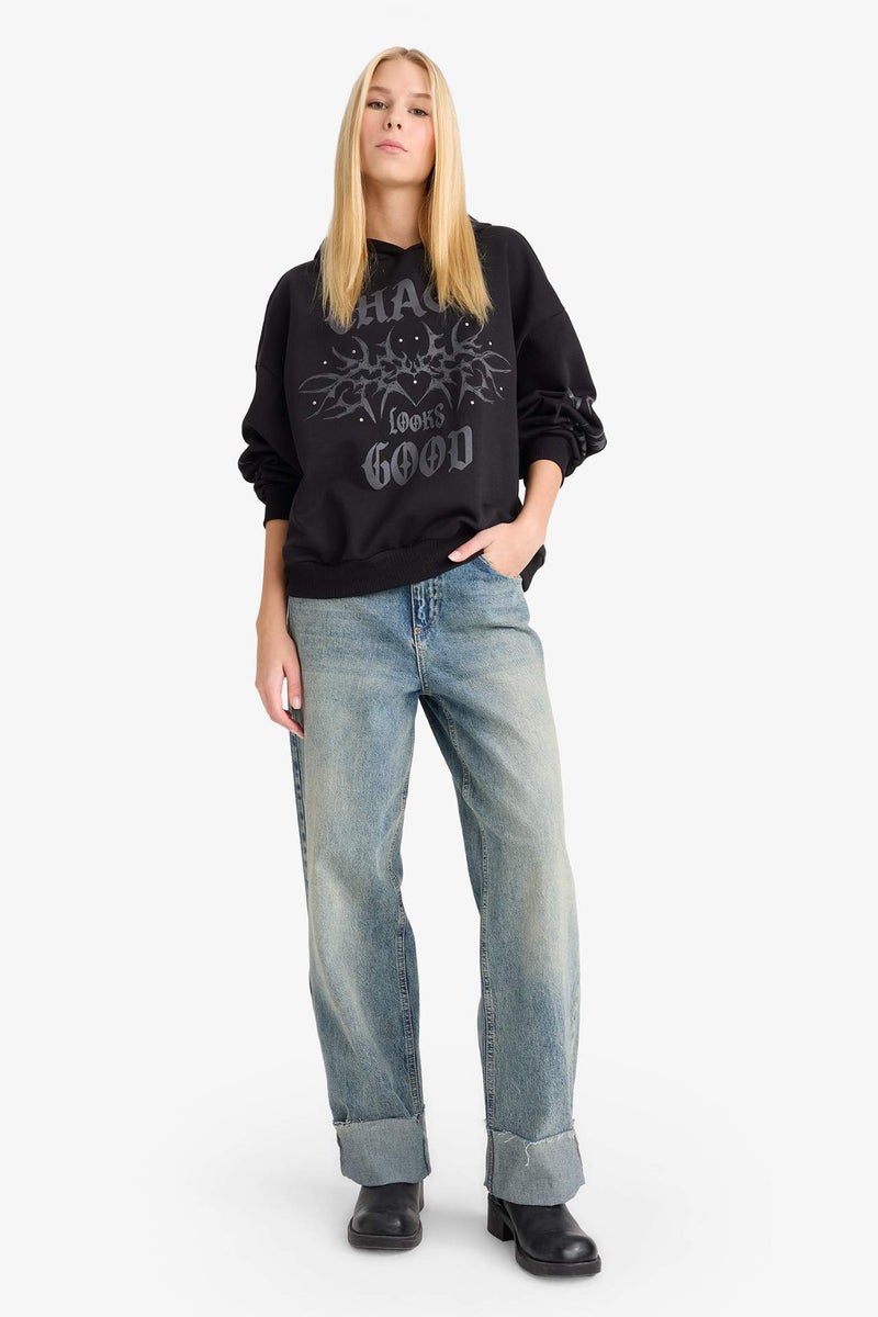 DeFacto Oversize Fit Printed Sweatshirt - Image 2