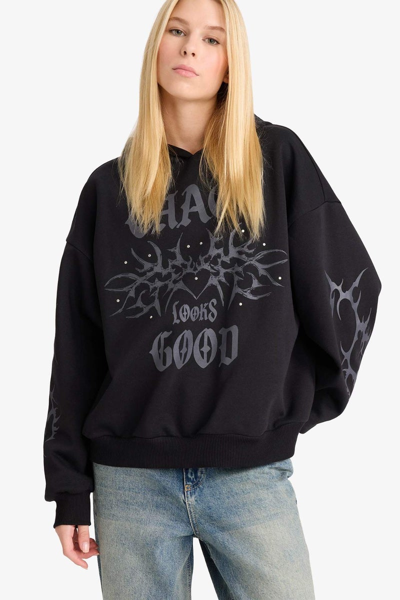 DeFacto Oversize Fit Printed Sweatshirt - Image 3