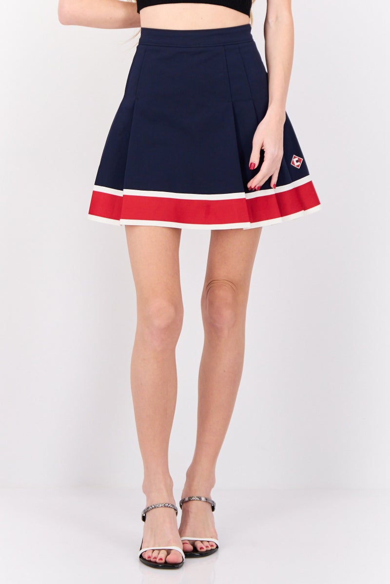 ESPRIT تنورة قصيرة بشعار العلامة التجارية للنساء، كحلي - Image 1