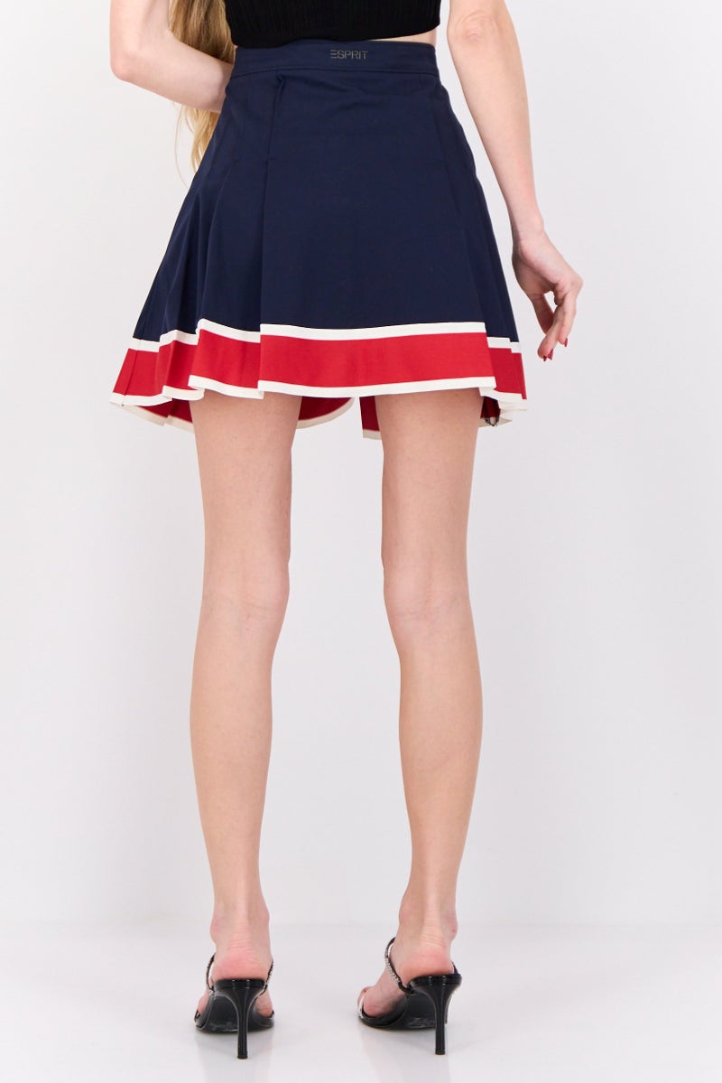 ESPRIT تنورة قصيرة بشعار العلامة التجارية للنساء، كحلي - Image 3