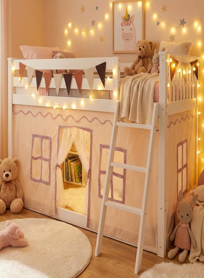 Breling 3 Panel Play Curtain Set Thickened Privacy Curtain for Low Bunk Loft Bed with Felt Flag Double-Layer Gauze Playhouse Accessories with Tote Bags for Boy Girl Birthday Gift - Image 5