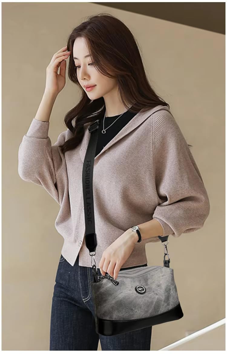 ketmart Crossbody Bag for Women Trendy Woven Purse PU Leather Shoulder Handbags with Strap for travel and office,out door us (Color_Grey) - Image 5