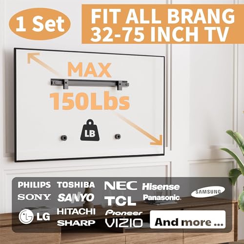 AENTGIU Studless TV Wall Mount, No Drill Drywall TV Bracket Hanger for 32-75 inch Flat Screen TVs, No Anchors, No Stud, Heavy Duty, Renter Friendly, Easy Install with All Hardware Included - Image 3