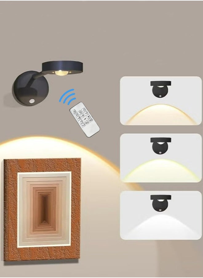 Dominy Picture Light,Rechargeable Wall Sconce Light With Remote Control,3 Sensing Modes,Dimmable 3 Color Temperature,360°Rotation Wireless Spotlight for Picture Art Display,Wall Stair Kids Room Hallway Bedroom Cabinet Closet  - Image 1
