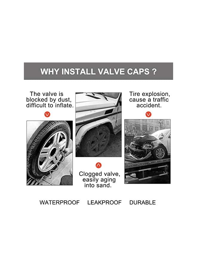 S-TOP White Background Skull Tyre Valve Dust Caps (4PCS) with Wrench Keychain (1PCS) Universal Tire Wheel Valves Stem Covers with Seal Ring for Car SUV Truck Motorbike Bicycle - Image 2