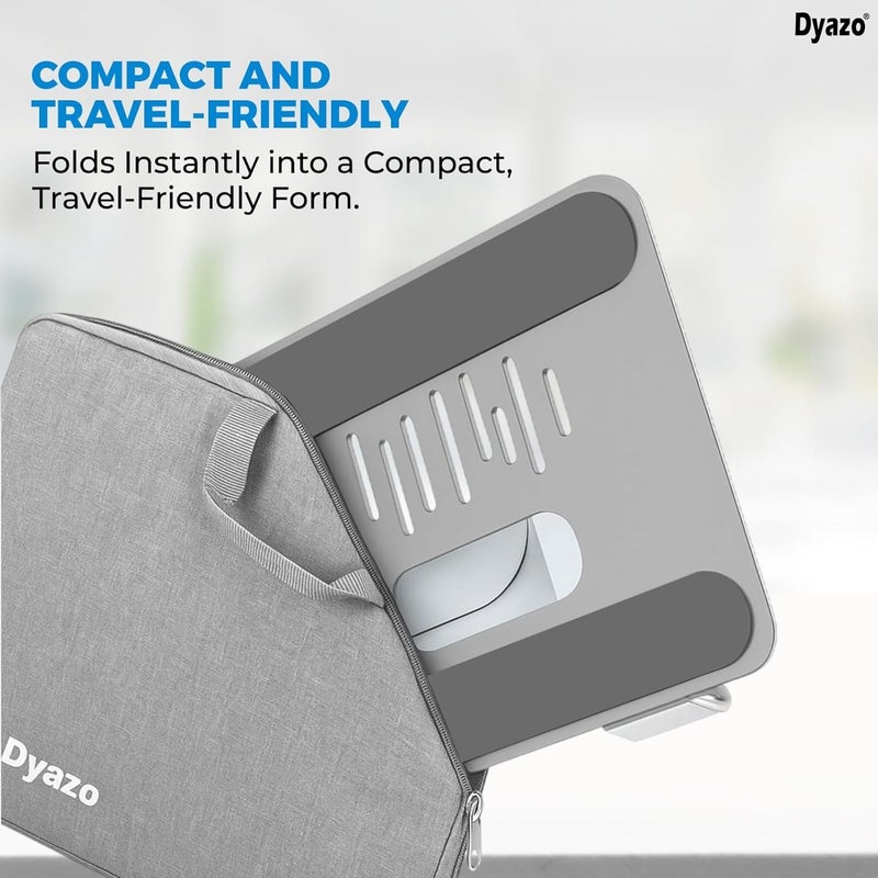 Dyazo 360° Rotating Laptop Stand Holder | Height Adjustable & Foldable Riser for 10-15.6 Inch Laptop | Anti Slip Pads with Heat Vent | Compatible for MacBook, Dell, HP, Lenovo & Other Notebook- Silver - Image 5