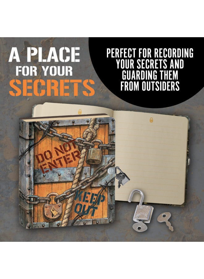 Peaceable Kingdom Keep Out 6.25" Lock and Key, Lined Page Diary for Kids - Image 3