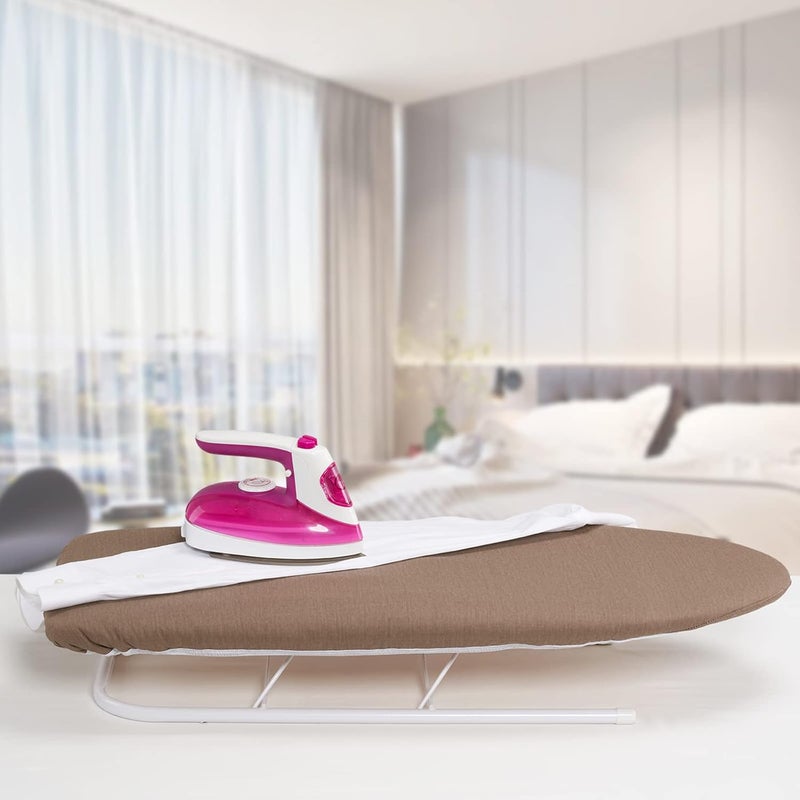Seiritex Ironing Board Cover 12 x 32 inch, Fits Table Top Ironing Board Heat Reflective, 3 Layers Thick Padding with Elasticized Edges, Small Iron Board Cover (Brown) - Image 3
