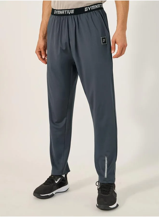 Styli Slim Fit Badge Detail Track Pants with Printed Waistband