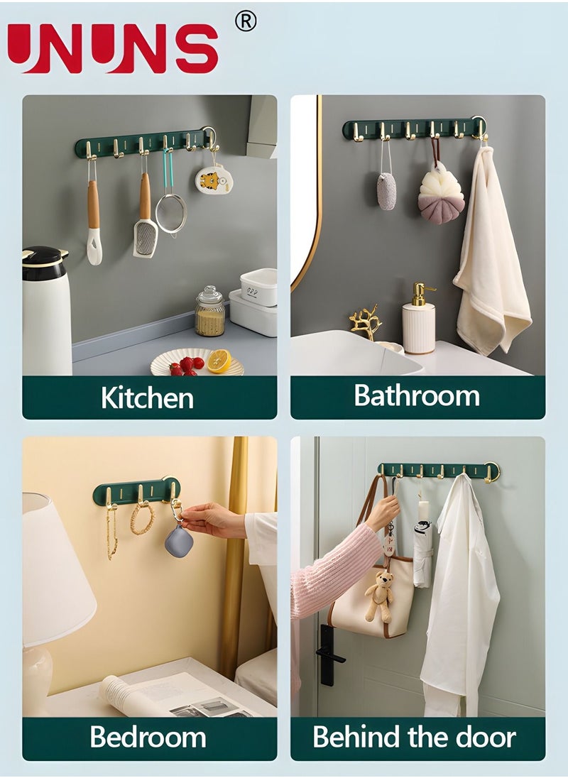 UNUNS - Coat Rack Wall Mount,Wall Coat Rack With 6 Hooks,Row Hook Hanger,Hat Rack,Hat Racks For Baseball Caps,Towel Hooks,Jacket Hanger,Hooks For Bedroom Entrance Kitchen Bathroom,Bag/Key/Medals Shelf,Gray - Image 1
