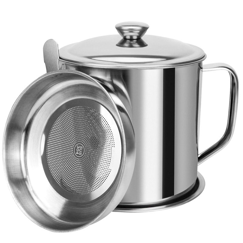 Golf Bacon Grease Container,Kitchen Oil Container Can with Strainer and Anti-slip coaster tray for Store Meat Frying Oil and Cooking Grease Storage - Image 1