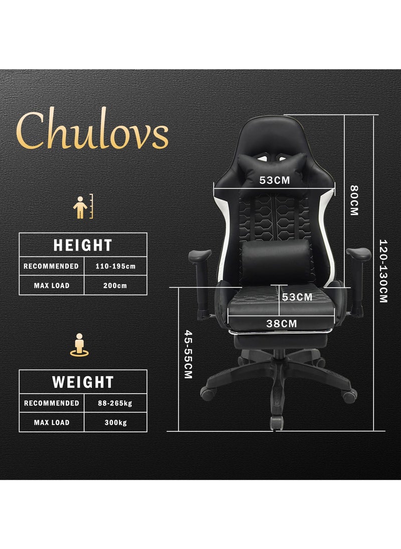 Chulovs - Chulovs Gaming Chair Office Chair High Back Computer Chair Desk Chair Racing Video Game Adjustable Swivel Chair with Footrest and Lumbar Support (Black) - Image 1