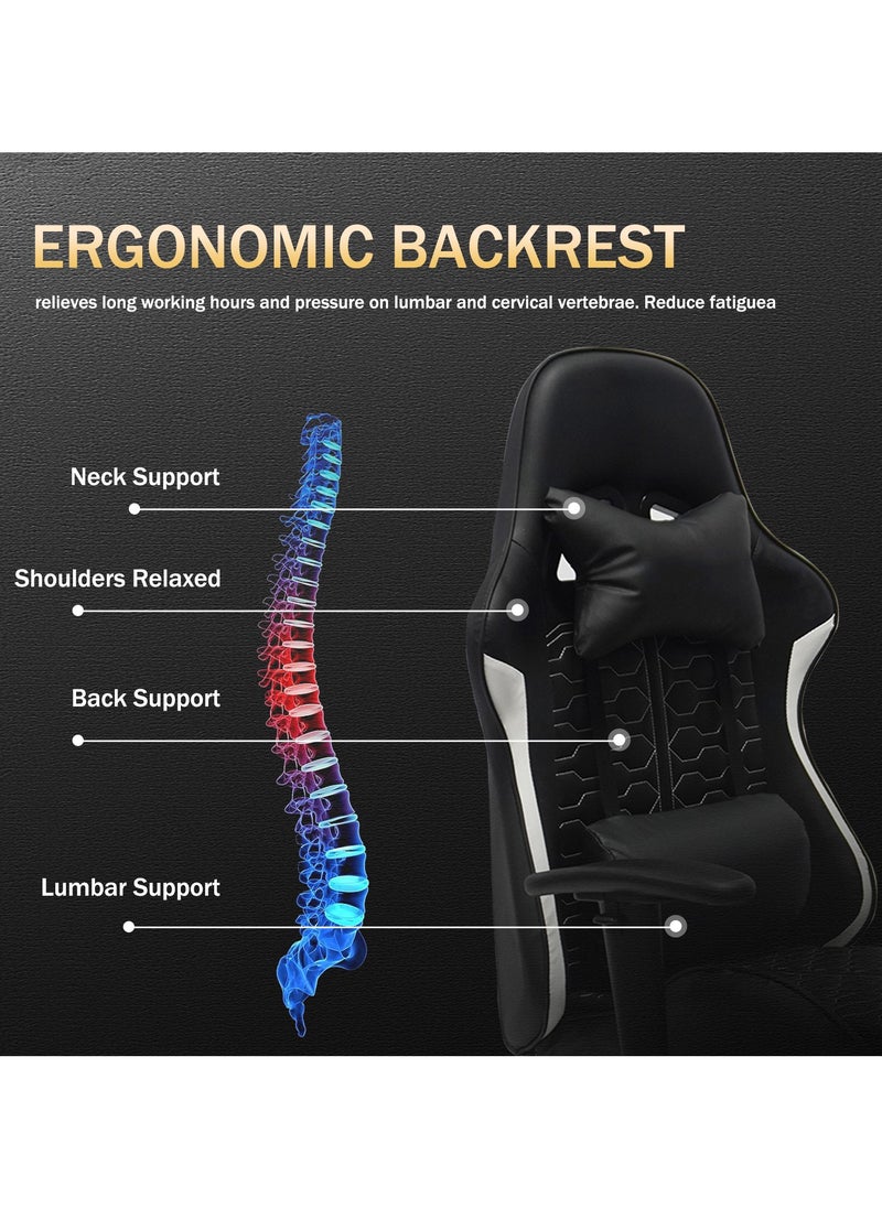 Chulovs - Chulovs Gaming Chair Office Chair High Back Computer Chair Desk Chair Racing Video Game Adjustable Swivel Chair with Footrest and Lumbar Support (Black) - Image 1