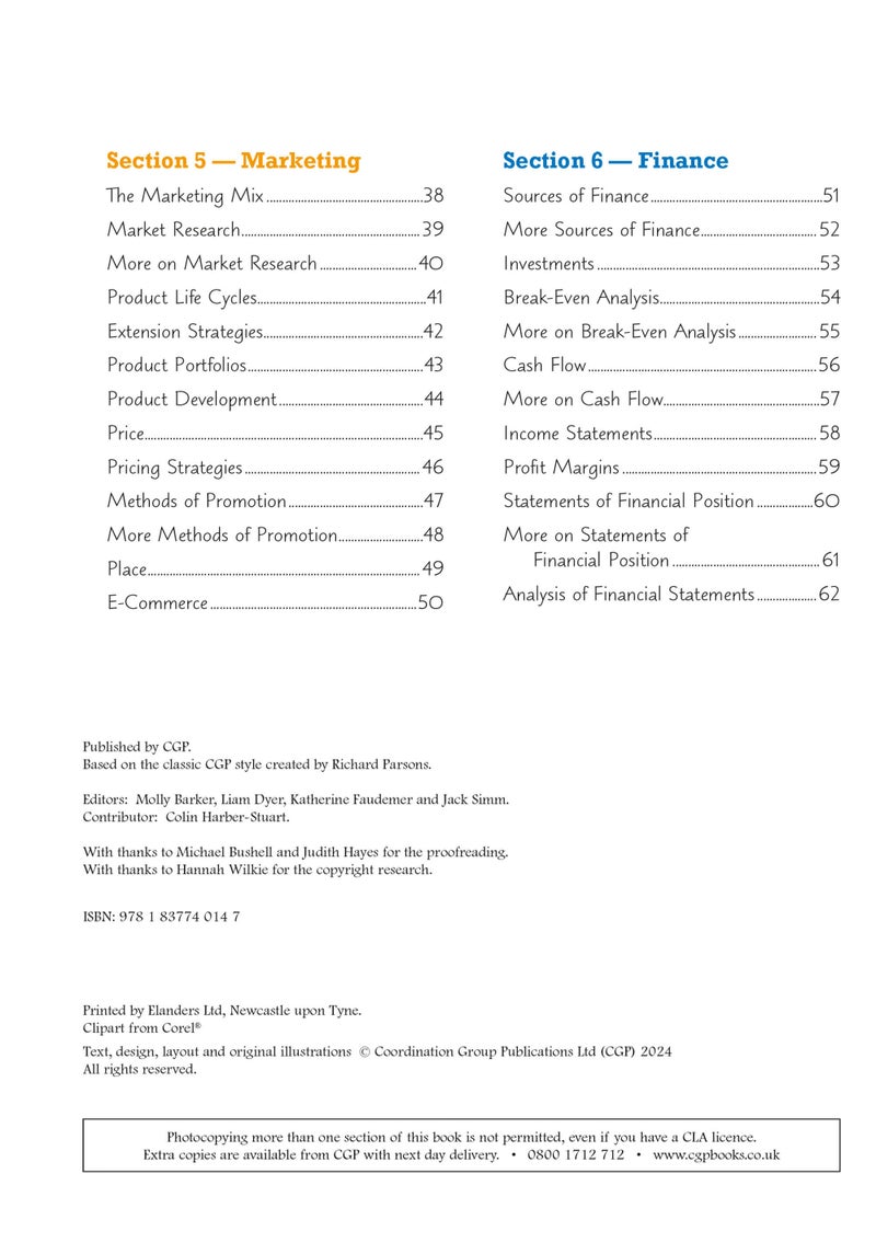 GCSE Business AQA Knowledge Organiser (Cgp Gcse Aqa Business) - Image 2