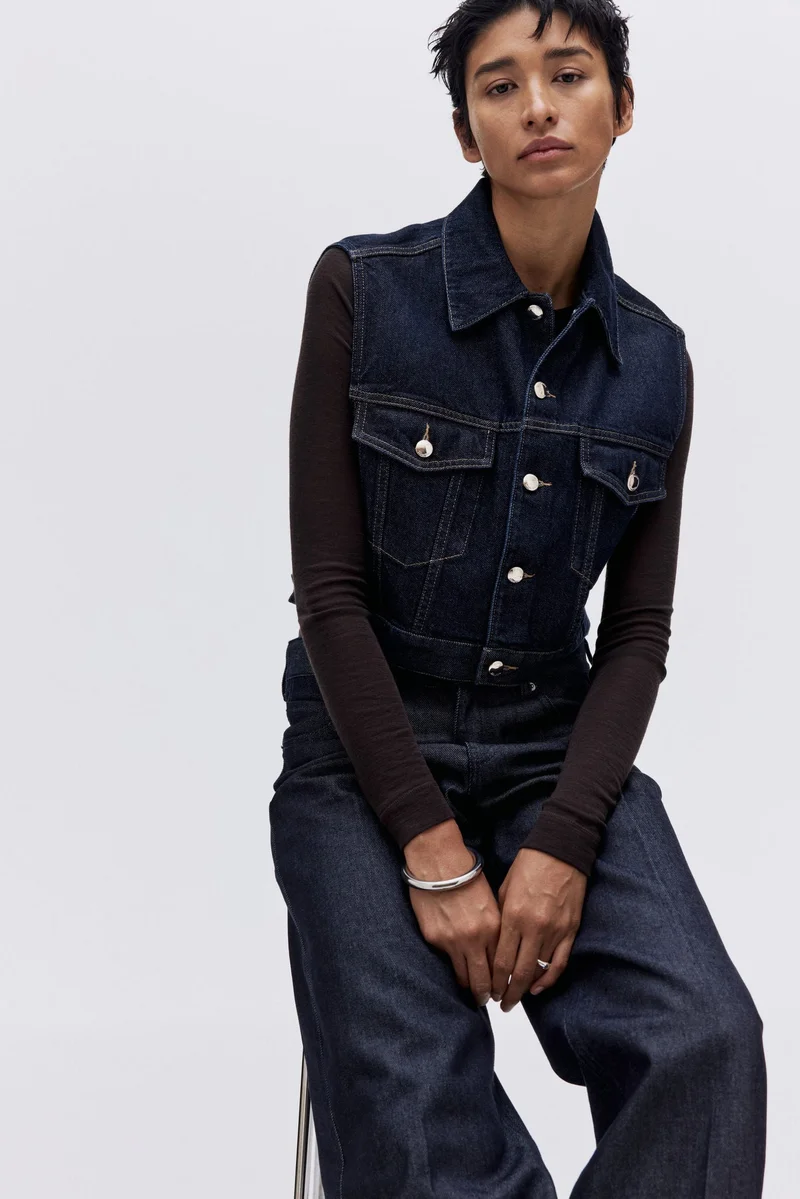 H&M Cropped denim waistcoat