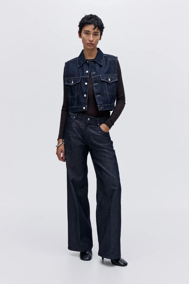 H&M Cropped denim waistcoat