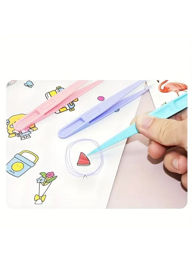 6 قطع ملاقط بلاستيكية 4.53 بوصة 3 مستقيمة و 3 منحنية لأعمال الحرف اليدوية DIY - Image 3