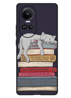 Theodor Protective Case Anti Scratch Shock Proof Bumper Cover For Oppo Reno 10/10 Pro Cat With Books  - Image 1