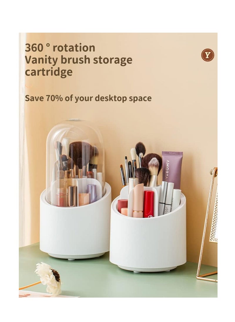 Generic 1× 360 degree rotating makeup brush storage box, multifunctional dust-proof desktop organizer, lipstick, eyeshadow and cosmetic brush holder, rotating makeup organizer for storing cosmetics. From Rana Storr  - Image 5
