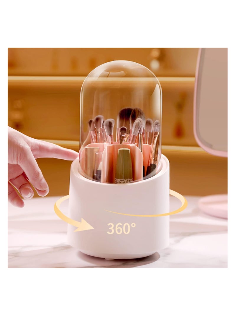 Generic 1× 360 degree rotating makeup brush storage box, multifunctional dust-proof desktop organizer, lipstick, eyeshadow and cosmetic brush holder, rotating makeup organizer for storing cosmetics. From Rana Storr  - Image 2